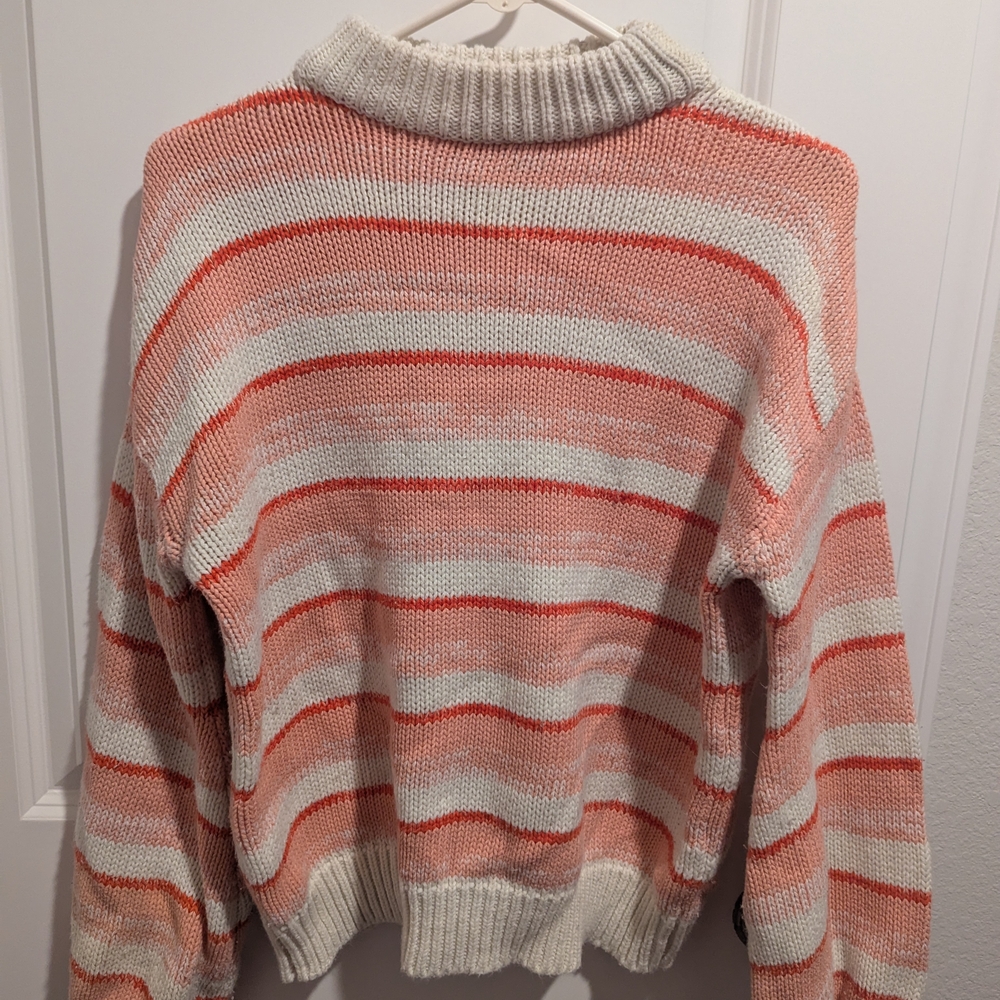 Cozy Pink and White Turtleneck Sweater